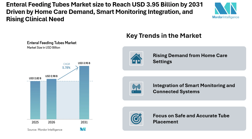 Enteral Feeding Tubes Market size to Reach USD 3.95 Billion by 2031 Driven by Home Care Demand, Smart Monitoring Integration, and Rising Clinical Need