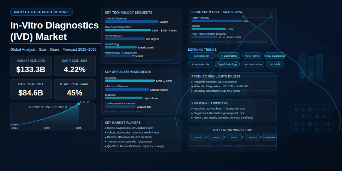 Global In-Vitro Diagnostics (IVD) Market to Reach USD 133.3 Billion by 2035